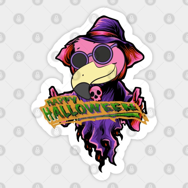 Halloween Ghost Flamingo Sticker by KrasiStaleva